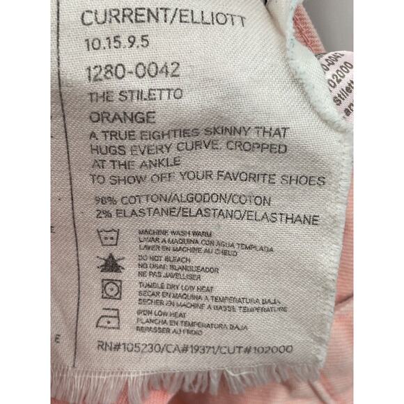 Current Elliot The Stiletto Jeans Orange Skinny Jeans Size 30 - Picture 11 of 13